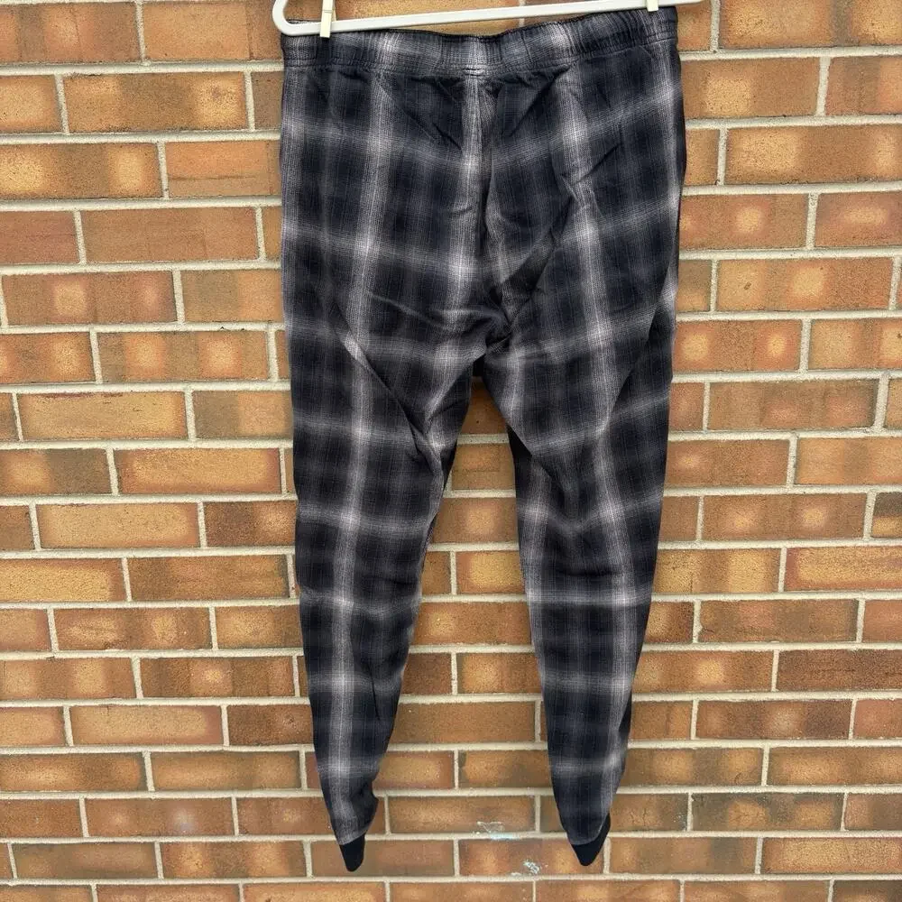 Abercrombie Fitch Mens M Gray Black Plaid Flannel Lounge Sleep PJ Jogger Pants